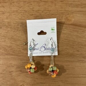 Viva Beads Bead Cluster Dangle Earrings - Handmade Clay Beads‎